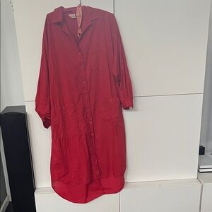 Claiborne Red Cotton Button-Down Top